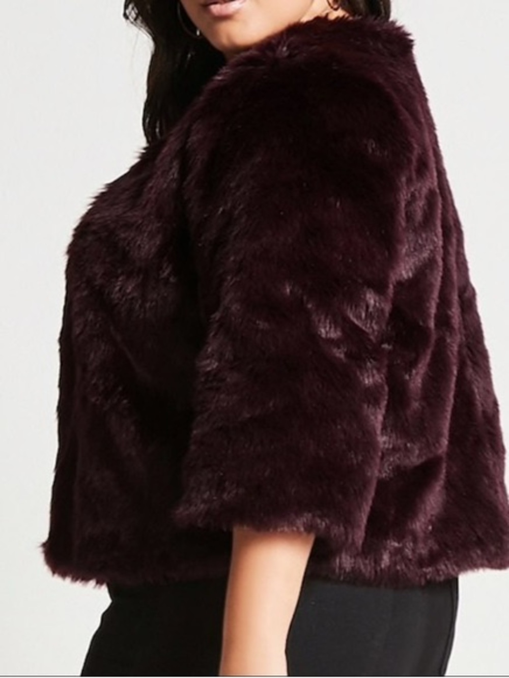 Forever 21 Plush Faux Fur Jacket in Burgundy